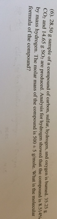 Solved 28.50 g sample of a compound of carbon, sulfur, | Chegg.com