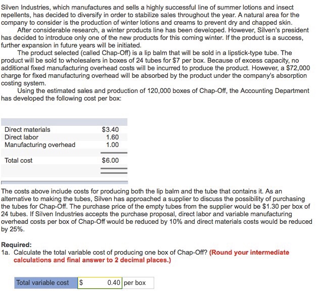 Solved Silven Industries, Which Manufactures And Sells A | Chegg.com