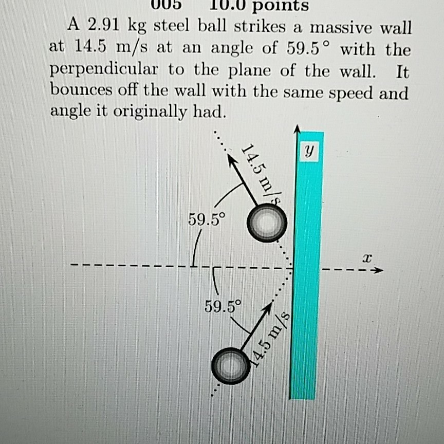 Solved 005 10.0 points A 2.91 kg steel ball strikes a