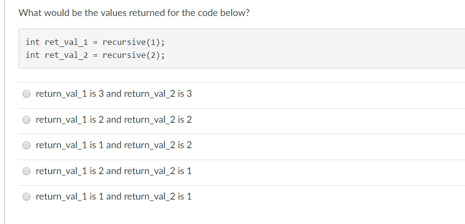 Solved Consider the following funtion int recursive(int n) f | Chegg.com