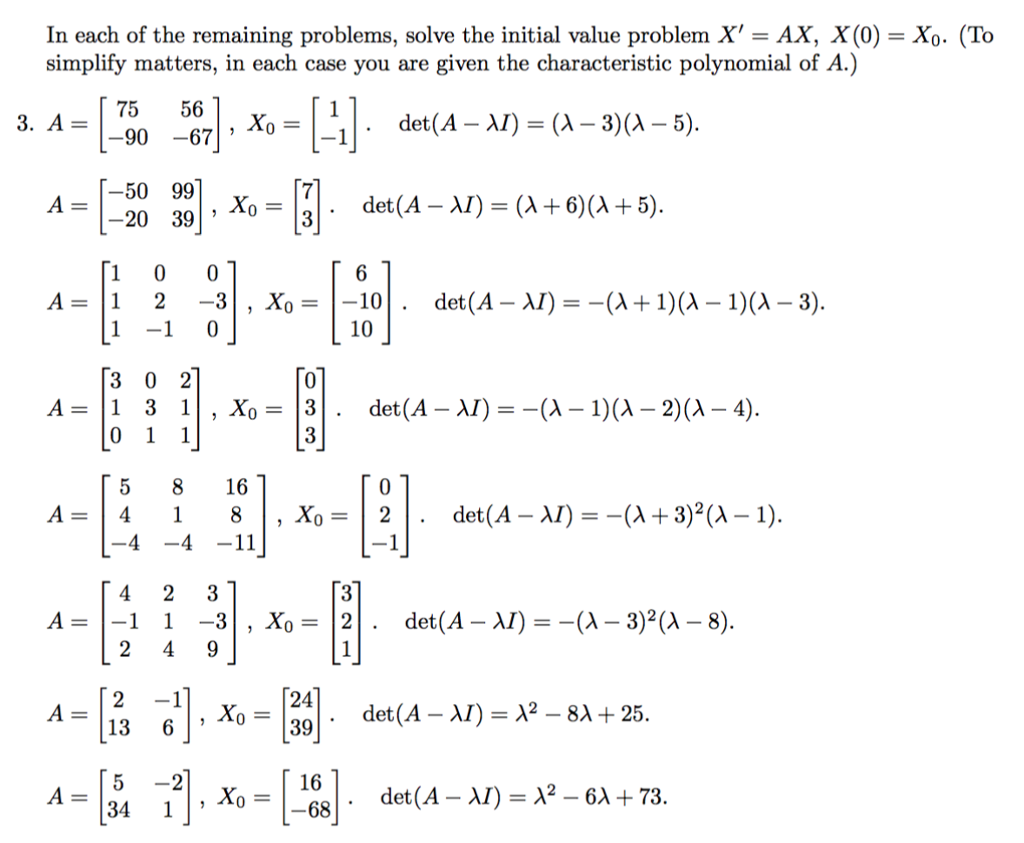 Solved In each of the remaining problems, solve the initial | Chegg.com