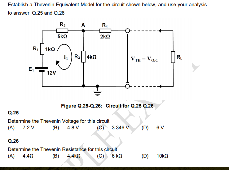 Solved Establish a Thevenin Equivalent Model for the circuit | Chegg.com
