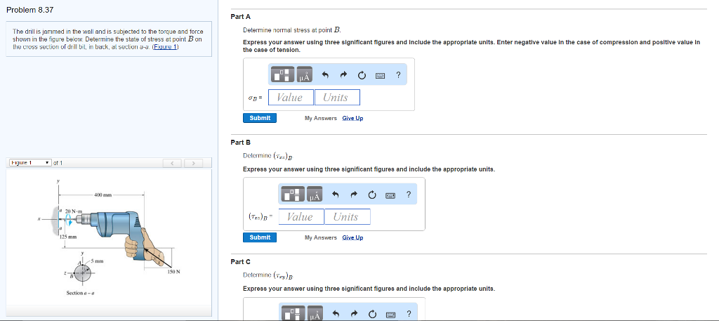 Solved The drill is jammed in the wall and is subjected to | Chegg.com