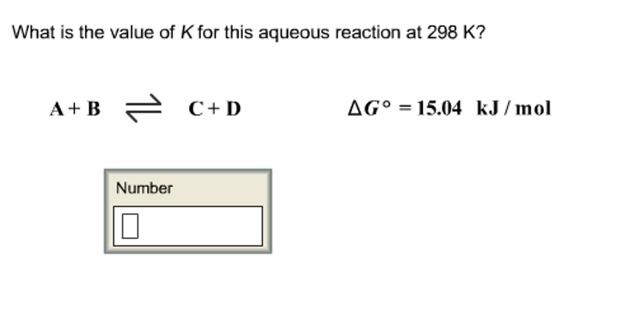 Solved What is the value of K for this aqueous reaction at