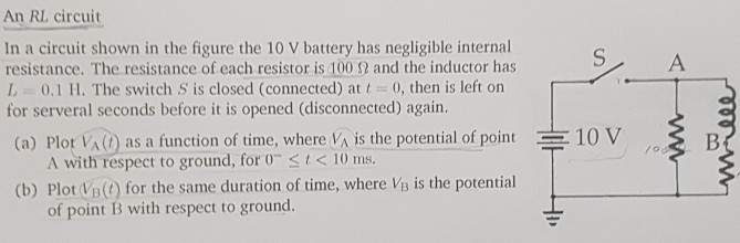 Solved An RL circuit In a circuit shown in the figure the 10 | Chegg.com