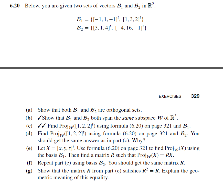 Solved 6.20 Below, You Are Given Two Sets Of Vectors B And | Chegg.com