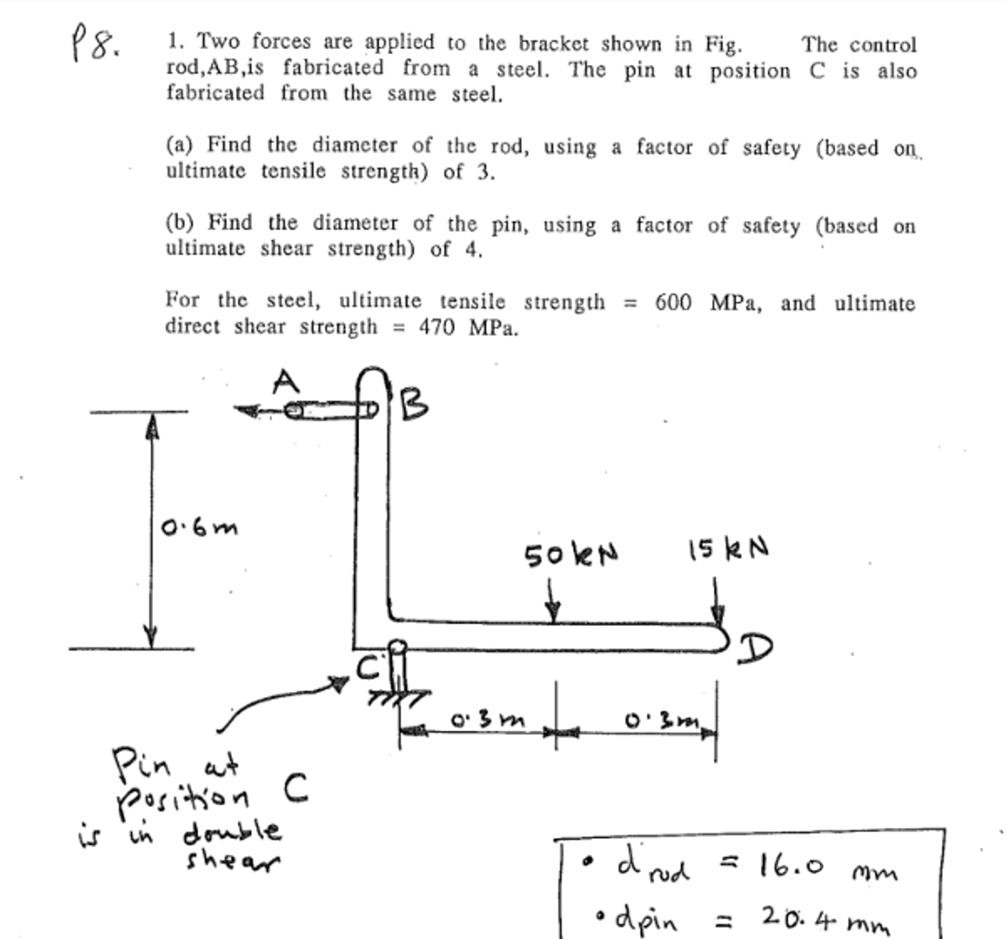 Solved Find the diameter of the rod, using a factor of