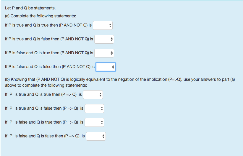 Solved Let P And Q Be Statements. Complete The Following | Chegg.com