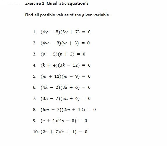 Solved Find all possible values of the given variable (4y