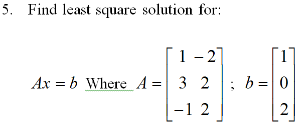 Solved 5. Find Least Square Solution For: Ax= B Where A= | Chegg.com