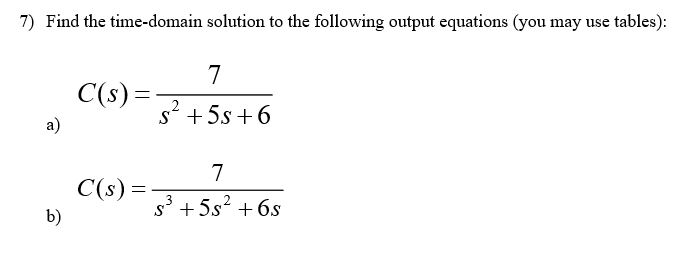 Solved Find the time-domain solution to the following output | Chegg.com