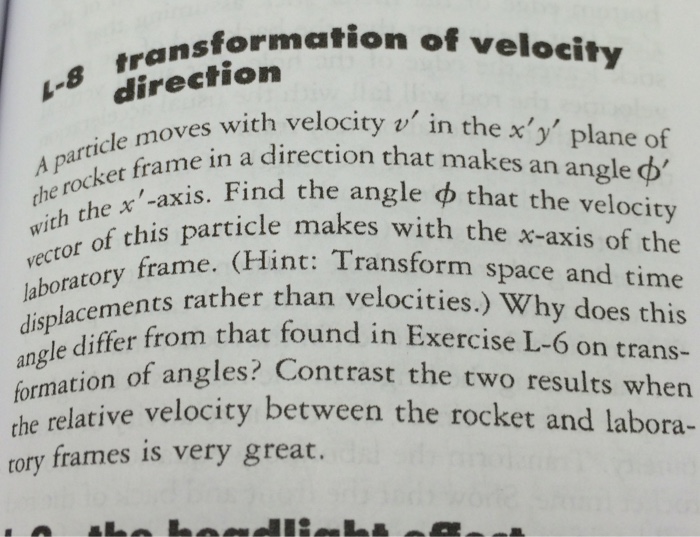 L-8 transformation of velocity direction A particle | Chegg.com
