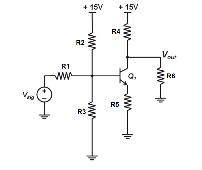 Solved +15V 15V R4 R2 out R1 R6 V. sig R5 R3 | Chegg.com