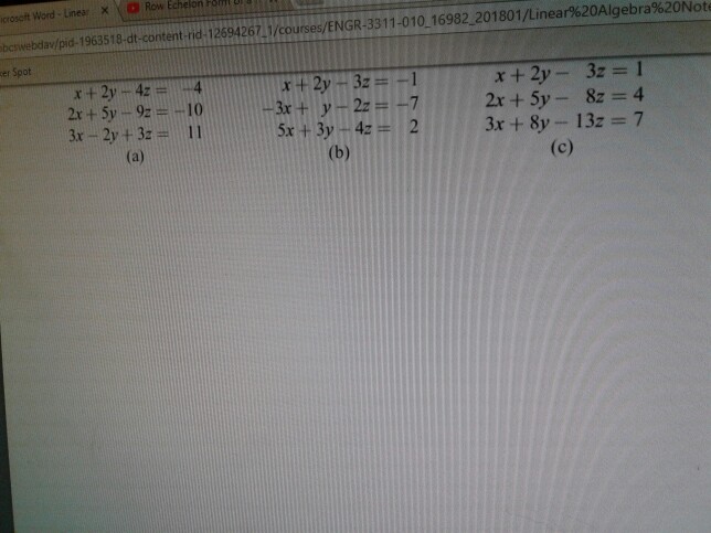 Solved icrosoft word . Linear × \。Row Echelon rom。。 | Chegg.com