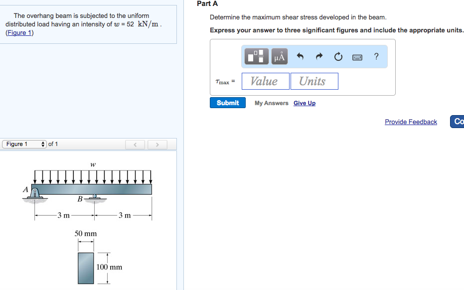 Solved Part A The Overhang Beam Is Subjected To The Uniform 