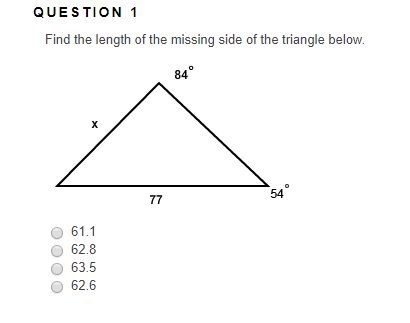 Solved Find the length of the missing side of the triangle | Chegg.com