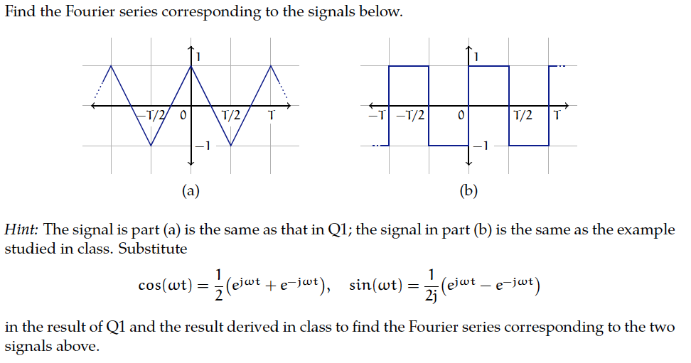 Find the Fourier series corresponding to the signals | Chegg.com