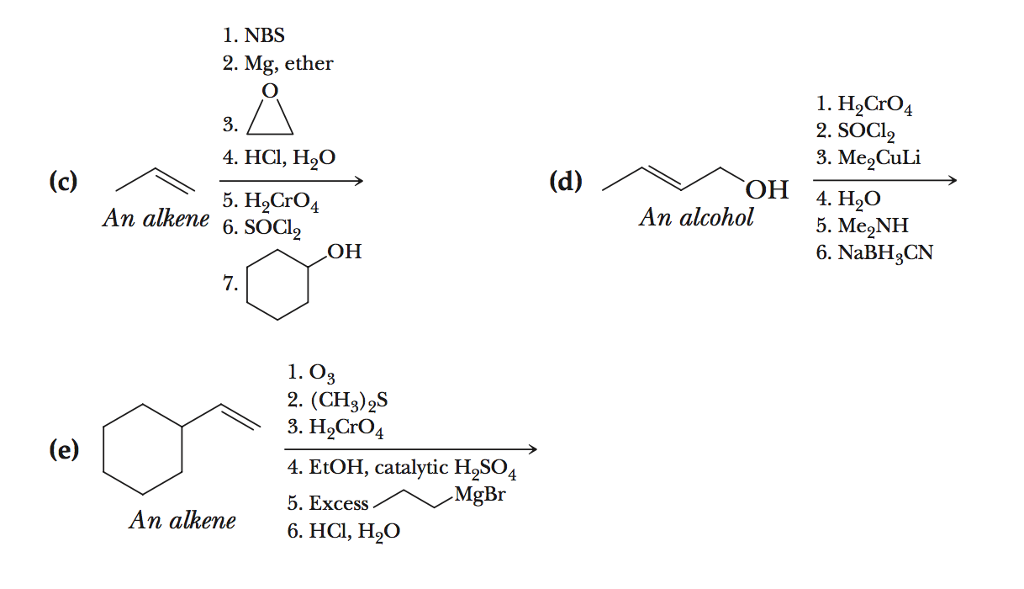 Solved 1 Nbs 2 Mg Ether 4 Hcl H2o 5 Hocro An Alkene 6 5309