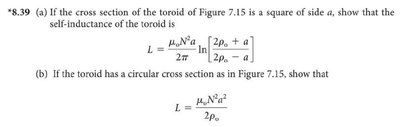 Solved *8.39 (a) If the cross section of the toroid of | Chegg.com