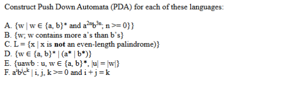 Solved Construct Push Down Automata (PDA) For Each Of These | Chegg.com