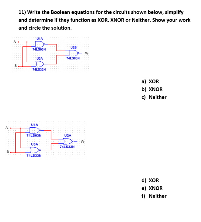 Solved 11) VWrite the Boolean equations for the circuits | Chegg.com