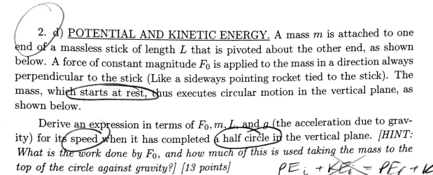 Solved 2·,d) POTENTIALAND KINETICENERGY. A mass m is | Chegg.com