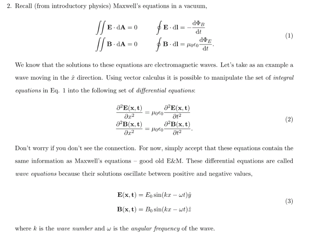 Solved 2. Recall (from introductory physics) Maxwell's | Chegg.com
