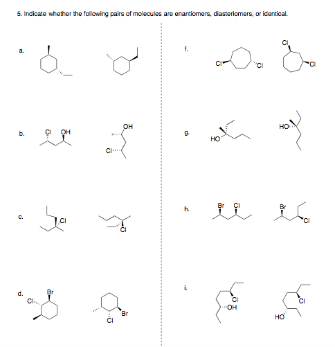 Solved Indicate whether the following pairs of molecules are | Chegg.com
