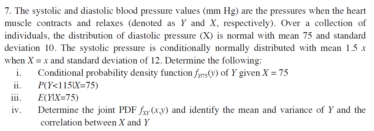 Solved 7. The systolic and diastolic blood pressure values | Chegg.com
