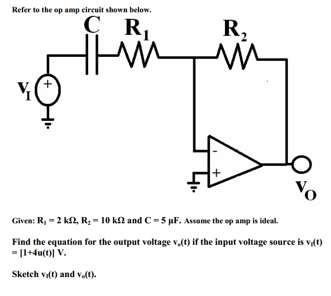 Solved Refer to the op amp circuit shown below. Given: R1 = | Chegg.com