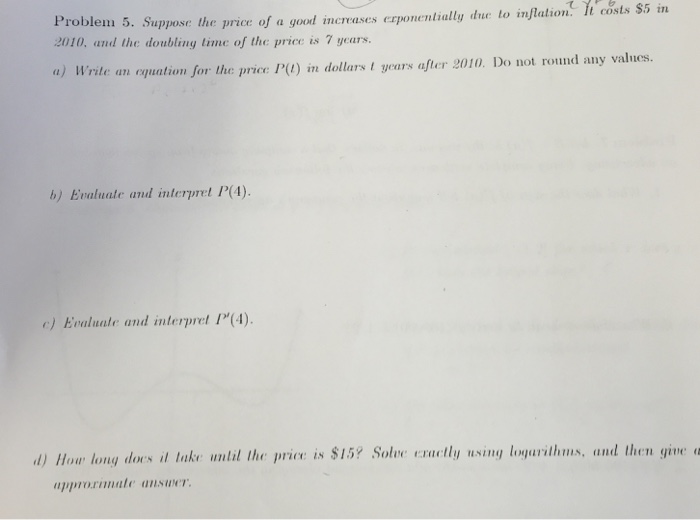 Solved Suppose the price of a good increases exponentially | Chegg.com