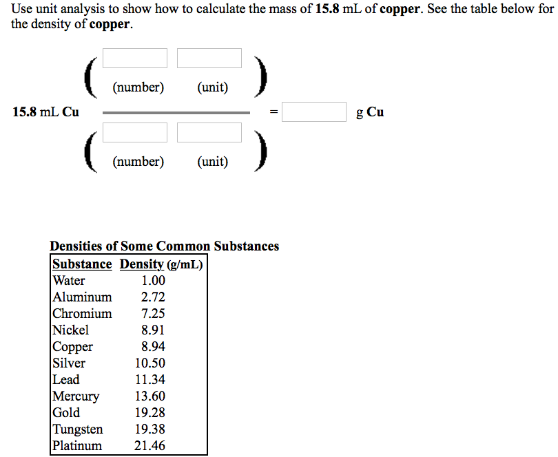 Solved Use unit analysis to show how to calculate the mass