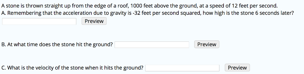 Solved A stone is thrown straight up from the edge of a | Chegg.com