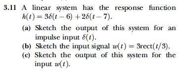 Solved A linear system has the response function h (t) = 3 | Chegg.com