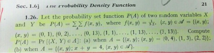 Solved let the probability set function P(A) of two random | Chegg.com