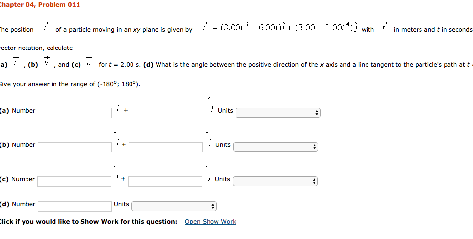 Solved The position r of a particle moving in an xy plane is | Chegg.com