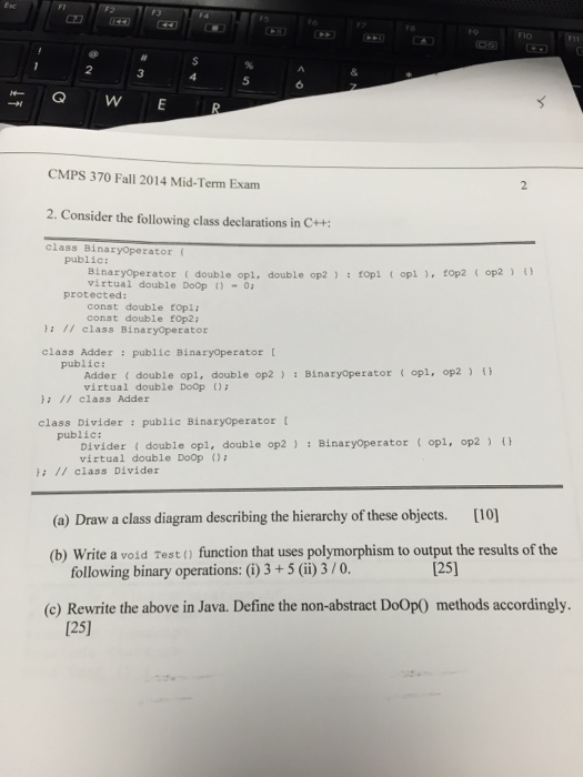 Consider the following class declarations in C++ Draw