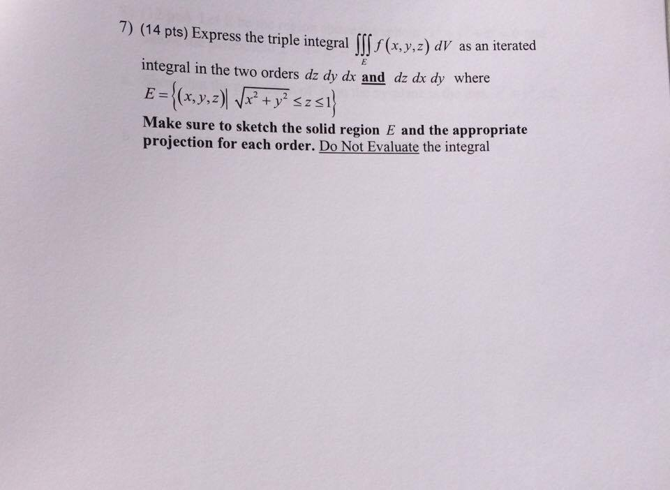 Solved: Express The Triple Integral Integral Integral_E In... | Chegg.com
