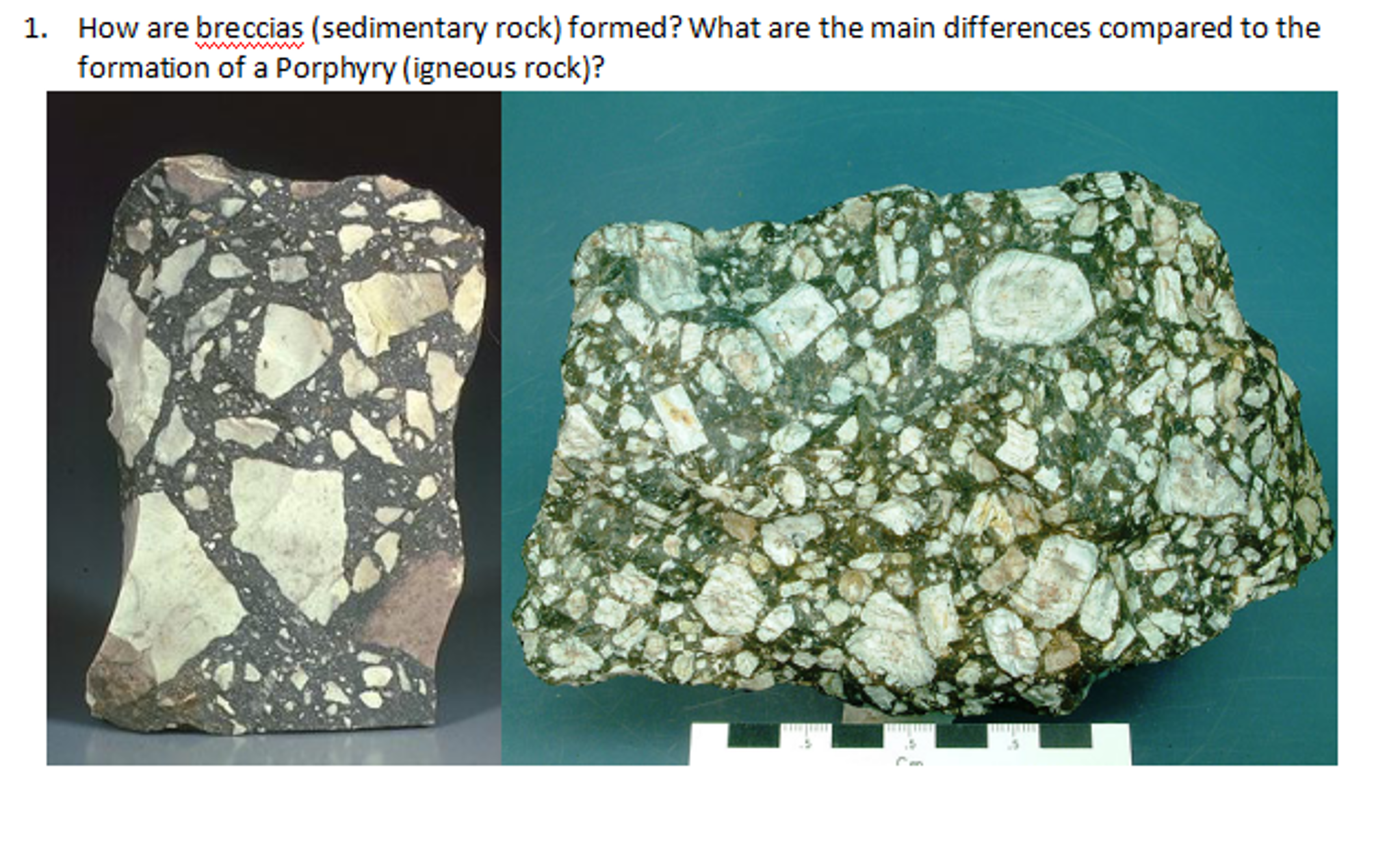Solved How are breccia's (sedimentary rock) formed? What are | Chegg.com