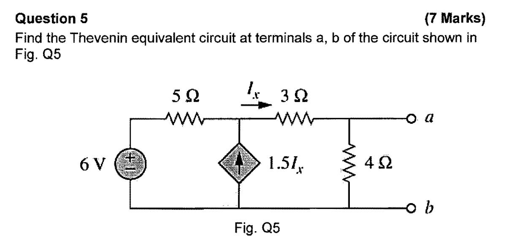 Solved Question5 Find the Thevenin equivalent circuit at | Chegg.com