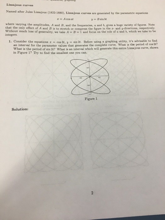 Solved LissaJous; curves Named after Jules Lissajous | Chegg.com