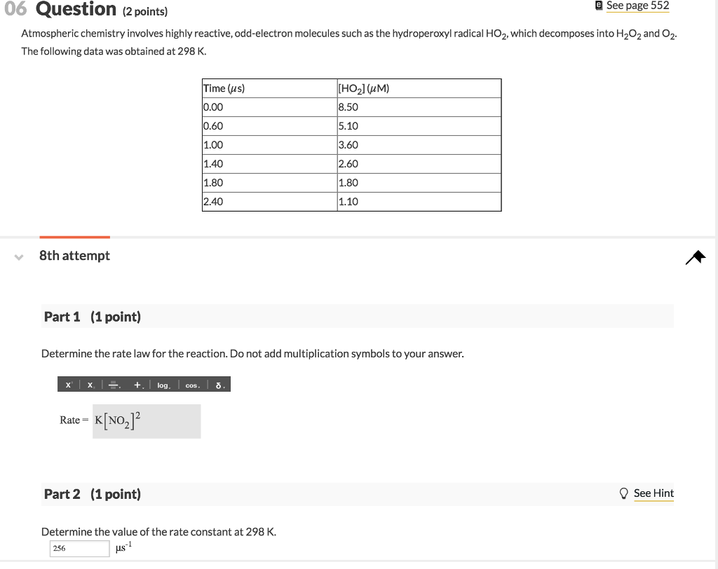 Solved 06 Question (2 points) e See page 552 Atmospheric | Chegg.com