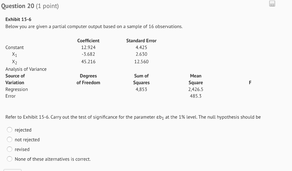 Solved Below you are given a partial computer output based | Chegg.com