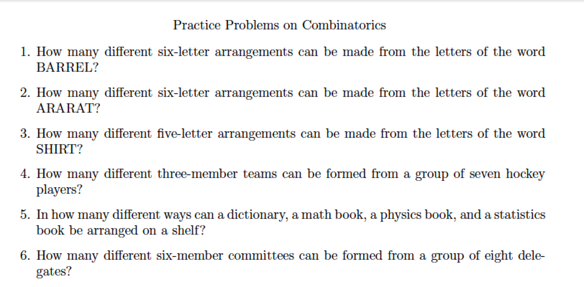 Solved How Many Different Six-letter Arrangements Can Be | Chegg.com