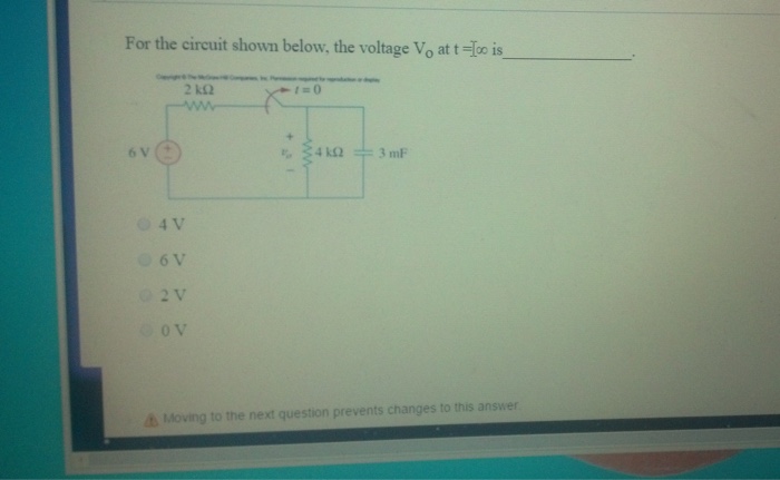 Solved For the circuit shown below, the voltage Vo at t = | Chegg.com