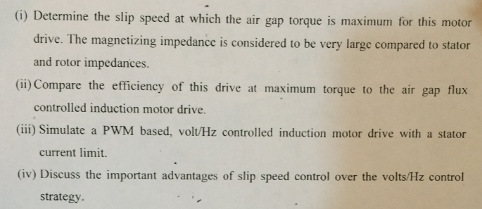 Solved In a volt/ Hz controlled induction motor , only motor | Chegg.com