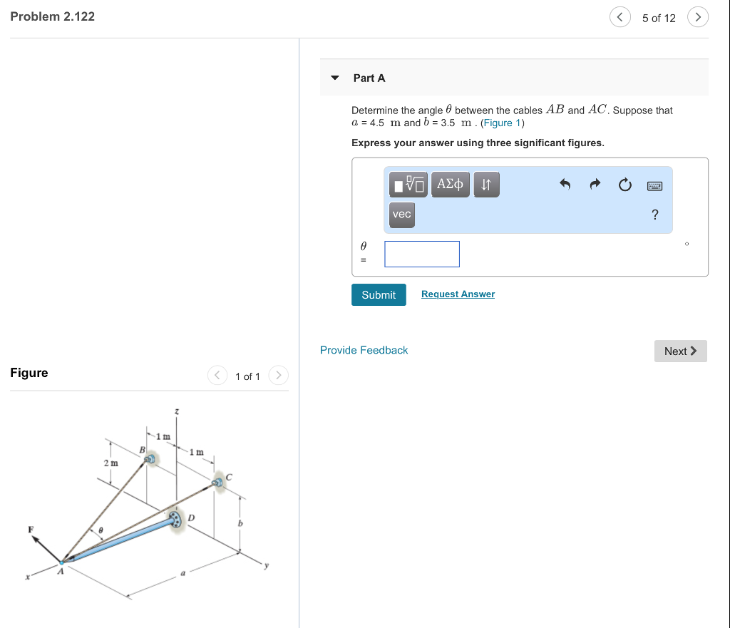 Solved Problem 2.122 5 of 12> Part A Determine the angle θ | Chegg.com