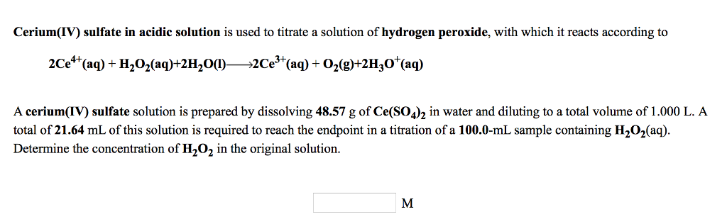 Solved To determine the concentration of a solution of | Chegg.com