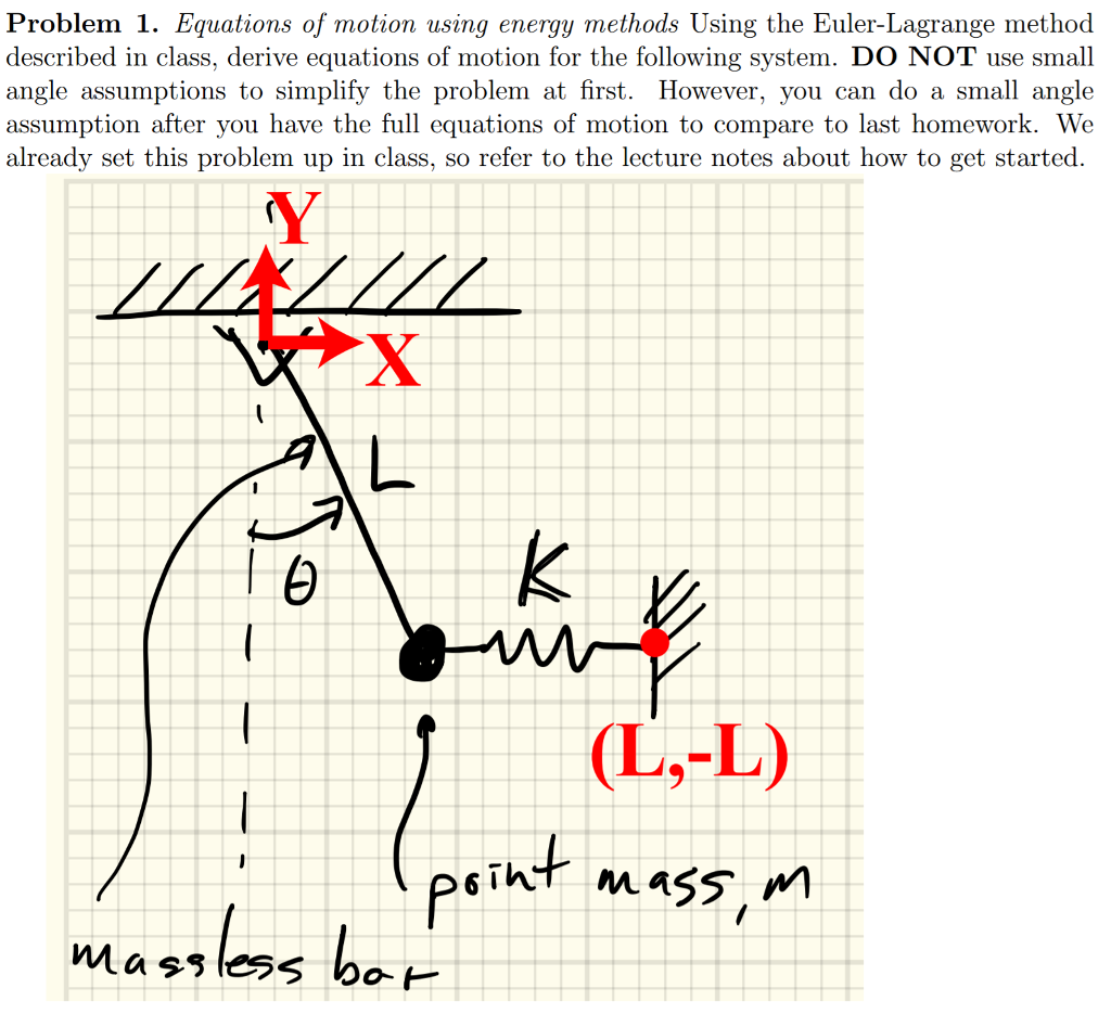 Solved Problem 1. Equations Of Motion Using Energy Methods | Chegg.com