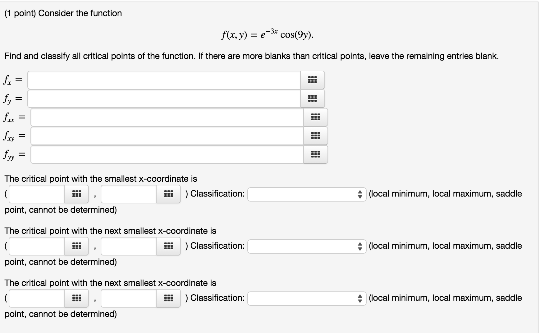 Solved Consider the function f(x,y) = e ^3xcos(9y). Find